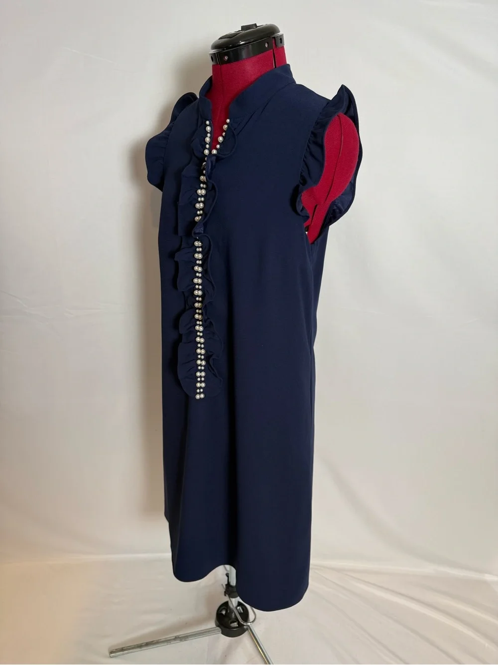 Lilly Pulitzer Adalee Shift Dress Women's Size 6 True Navy Pearl Embellishment